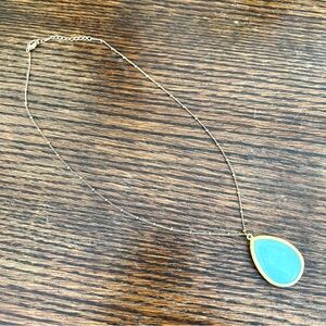 Aqua blue teardrop necklace stone with gold color chain